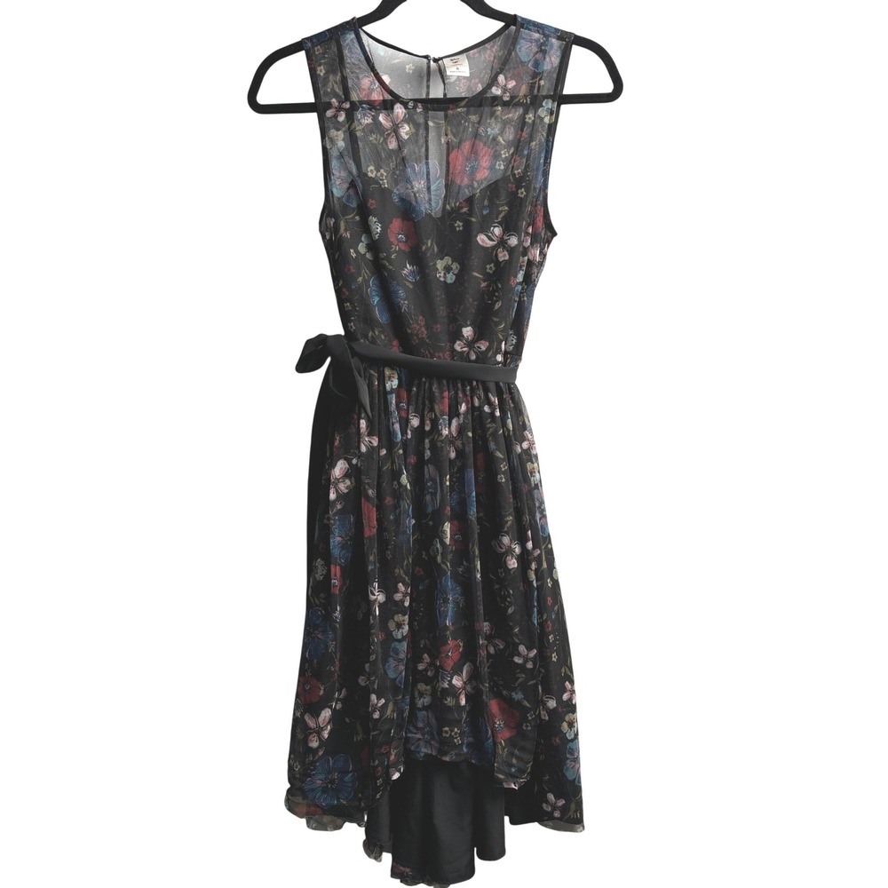 Disney LC Lauren Conrad Snow White Floral Mesh High Low Dress Black 8 Whimsigoth